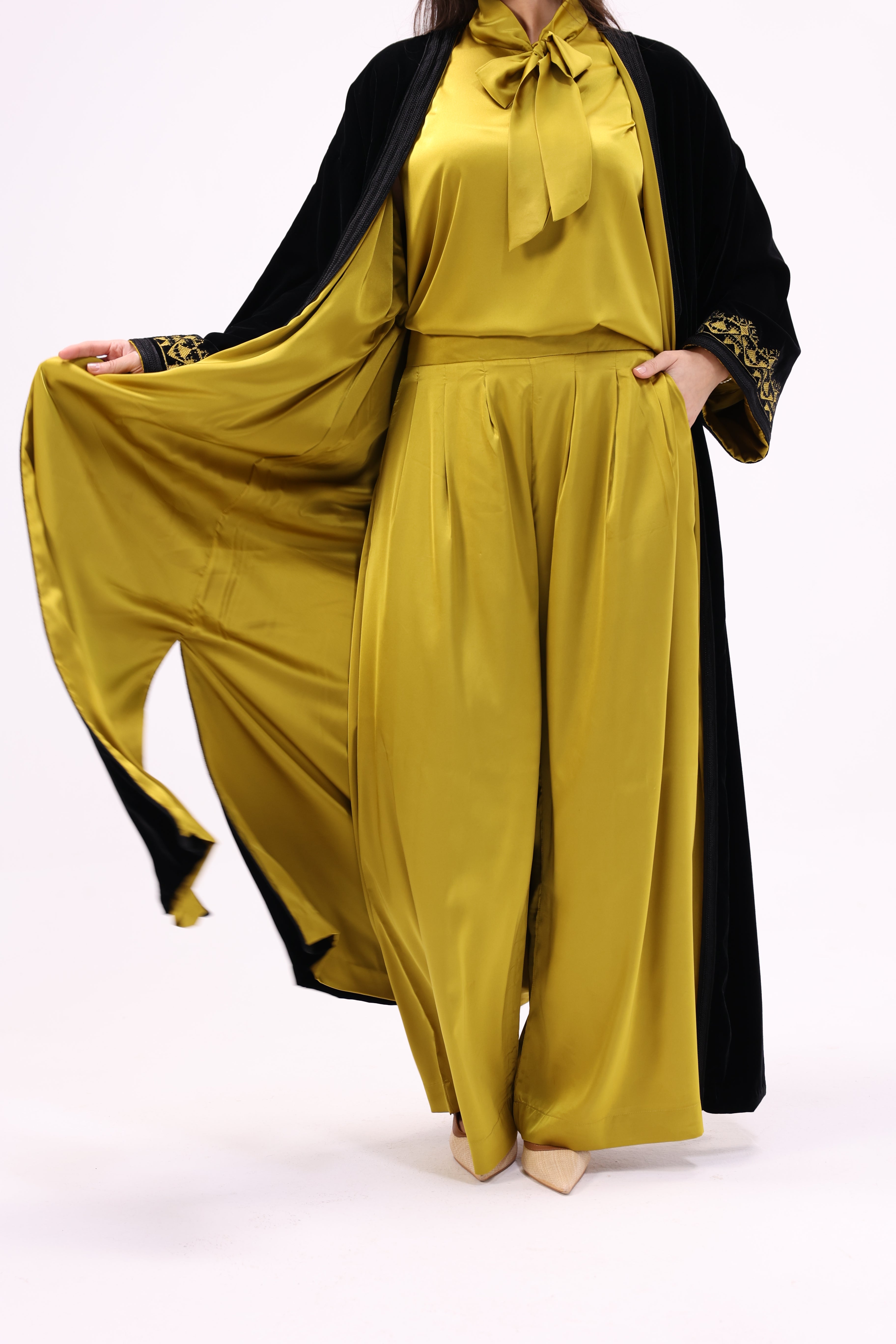 Ensemble 3 pièces en satin et velours ( Kimono & ensemble satin ) - Maraya 2026 - Maraya